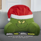 Grinch Pillow – Rückenkissen für Bett und Sofa, Rückenstütze mit Armlehnen, Lesekissen für Rücken, Nacken und Kopf, grün, 40 x 38 cm