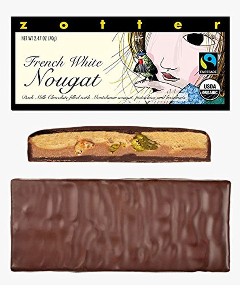 Milchschokolade und französisches Nougat, handgemacht (70 g) - Bio