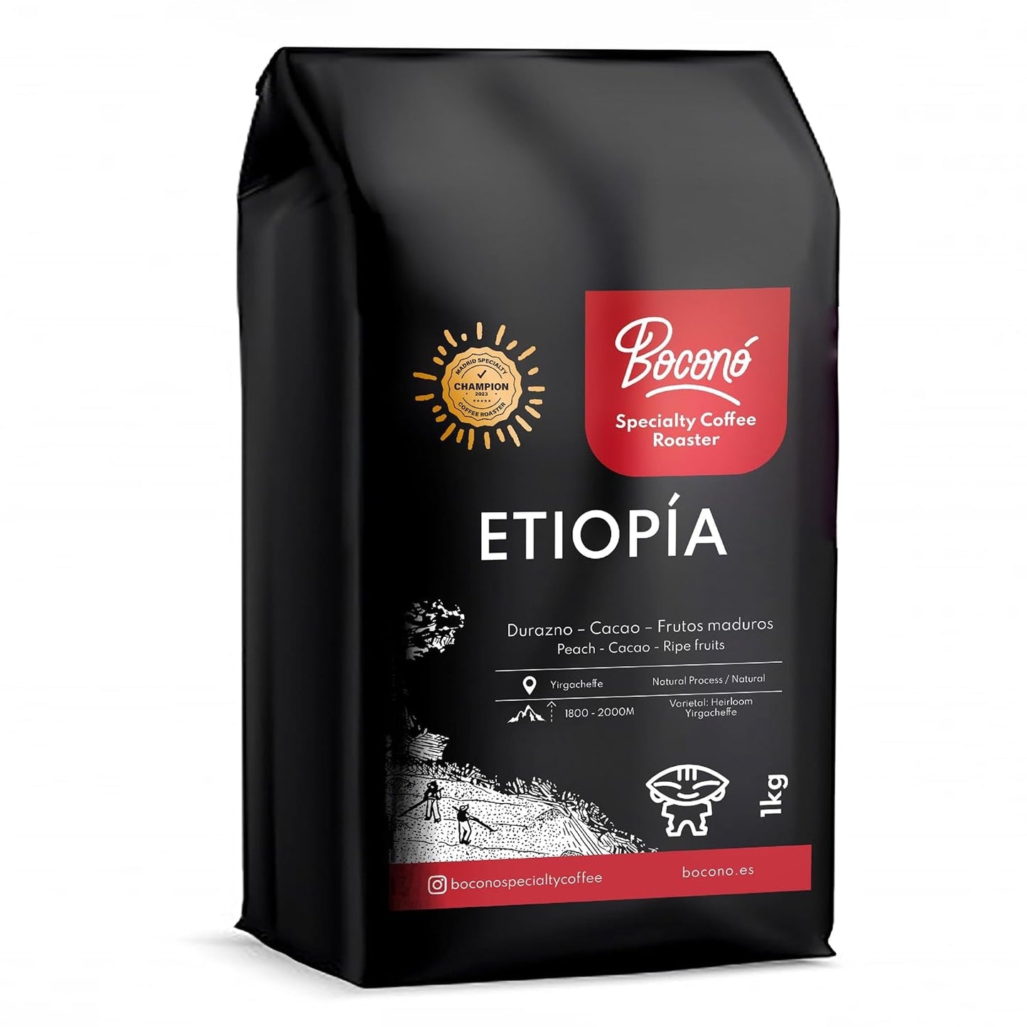 Boconó Spezialitätenkaffee Äthiopien 100 % Arabica, mittlere Röstung, 1 kg – Ideal für V60, Chemex, Kalita usw.