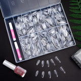 Becellen 500 Stück künstliche Nagelspitzen, weiche Gel-Nagelspitzen, vollständige Abdeckung, Gel-Nagelspitzen, vorpolierte künstliche Nägel, DIY-Nagelkunst-Kleber-Set (Mandeln)