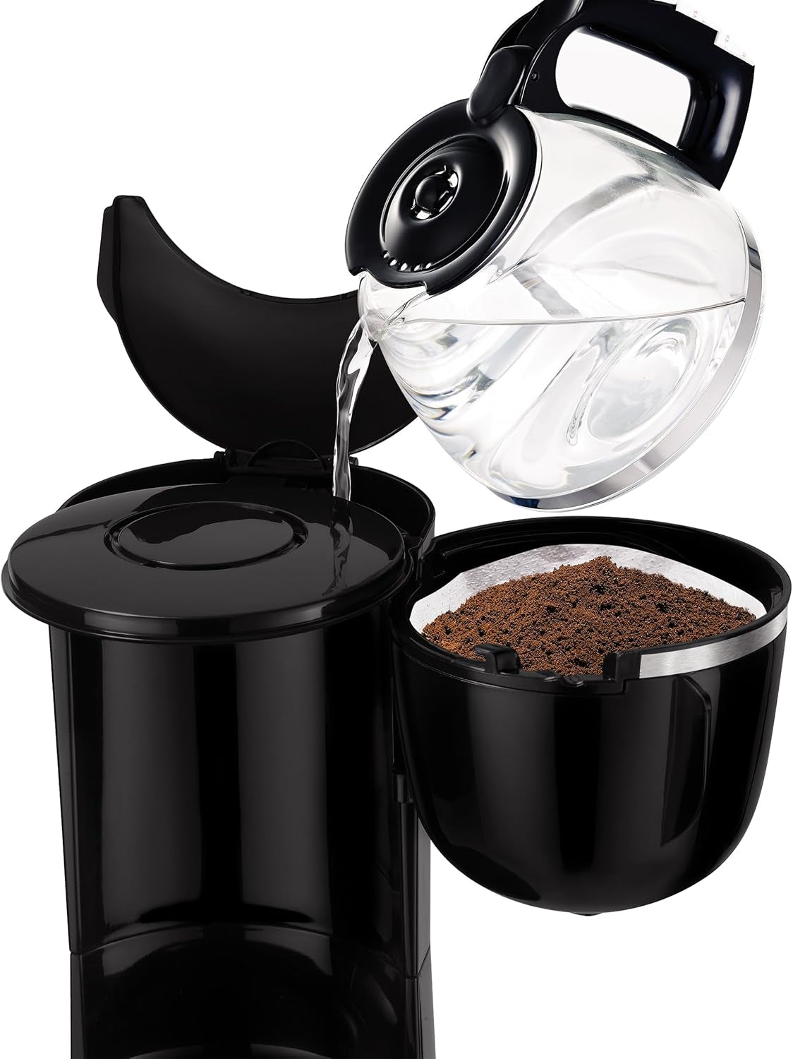 Tefal CM3408 Mini-Kaffeemaschine aus Glas (600 W, 6 Tassen) schwarz/Edelstahl, CM340811