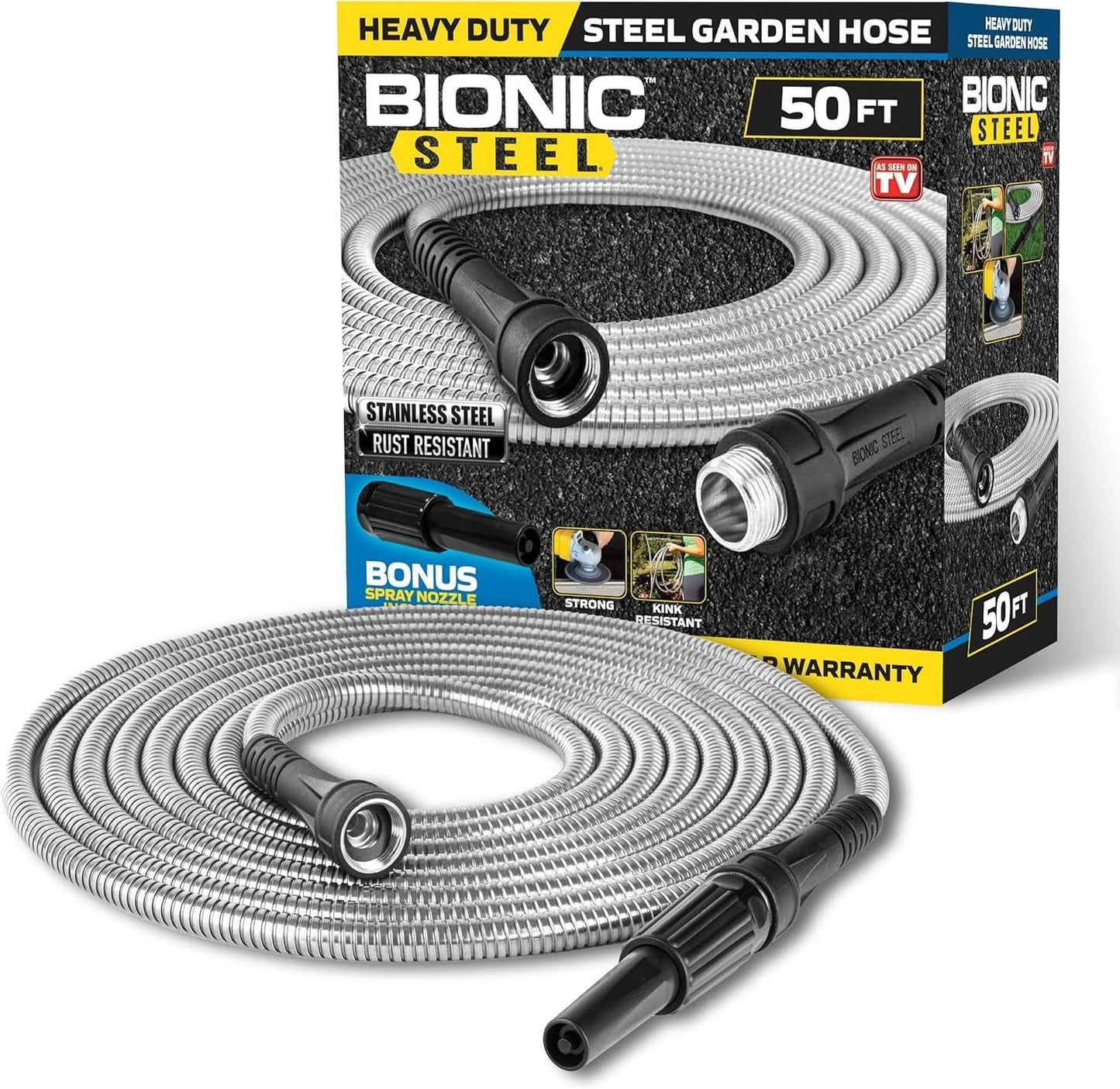 30 m Gartenschlauch, 304 Edelstahl-Wasserschlauch, 30 m flexibler Schlauch, umweltfreundlich, ultraleicht und langlebig, reißfest, einfach aufzuwickeln, 500 PSI