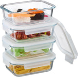Relaxdays Glasbehälter mit Deckel, 6er-Set, 370 ml, Frischhaltedosen, Kunststoffdeckel, luftdicht, Glasdose, transparent Naty Shop Frischhaltedosen 640 ml
