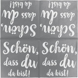 HEKU Cocktailservietten „Schön Dass Du Da Bist“, 3-lagig, 25X25Cm, 150 Stück I Elegantes Design I Ideal für Feiern I Praktisch verpackt