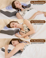 Nackenschmerzkissen, ergonomisches orthopädisches Nackenkissen, seitliches Rücken-Bauchkissen aus Memory-Schaum, Anti-Schnarch-Kissen für Männer und Frauen (62 x 34,5 x 12/8 cm). Orthopädische Nackenkissen von Naty Shop