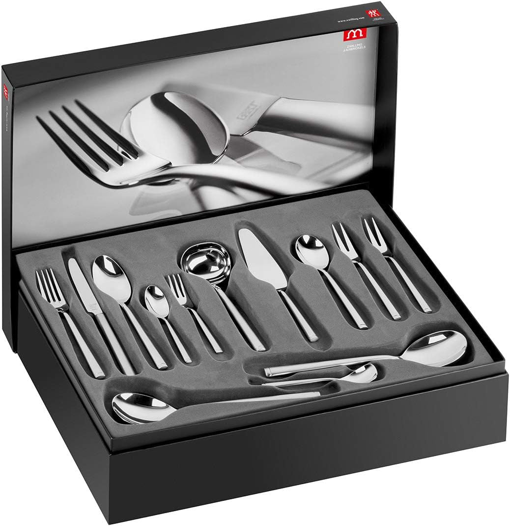 ZWILLING Senses Besteckset, 68-teilig, für 12 Personen, 18/10 Edelstahl/Premium-Klingenstahl, matte Oberfläche, Silber Naty Shop Silber