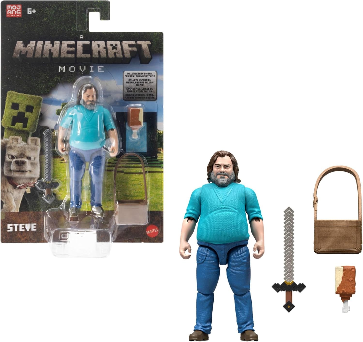Mattel Minecraft Story-Set mit 4 Actionfiguren und 3 Zubehörteilen. Encounters In The Overworld Set, vom Minecraft-Film inspiriertes Sammelspielzeug JFR70 Actionfiguren Naty Shop Steve mit Zubehörset
