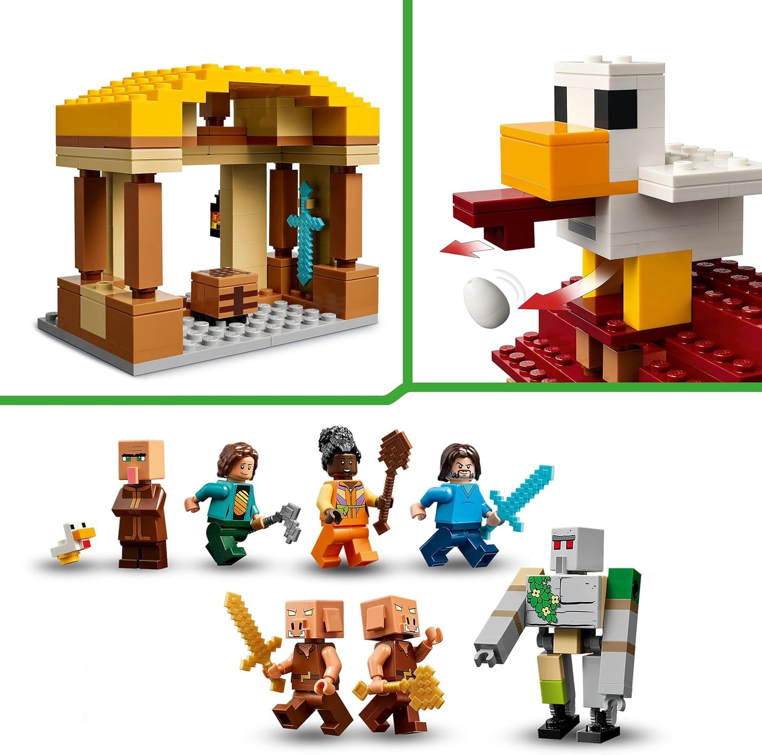 LEGO Minecraft Ghast Balloon Attack – Gamer-Spielzeug für Kinder – Videospiel-Bauset mit Haus, Huhn und Golem – Film-Merchandise für Jungen ab 10 Jahren – 21273 Bausets. Beuche the LEGO-Store