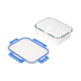 Amazon Basics Lebensmittelbehälter mit luftdichten Glasdeckeln, 14-teiliges Set, 7 Behälter und 7 Deckel, BPA-frei, transparent mit blauem Silikonband, Lebensmittelaufbewahrungsboxen Naty Shop