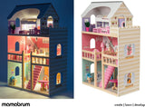 A405 LED-beleuchtetes Puppenhaus – 3 Etagen und Möbelset – Spielhaus aus Holz inklusive Zubehör: Küche, Badezimmer, Schlafzimmer – Geschenk für Mädchen ab 3 Jahren. Puppenhäuser Naty Shop