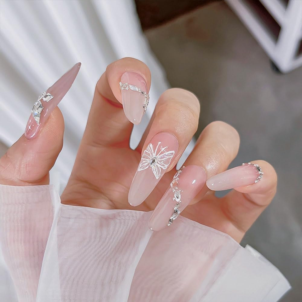 Aurora Muschel Schmetterling Nagelsticker Weiß Schmetterlinge Nail Sticker Gelee Relief Butterfly Nagelaufkleber Y2K Butterflies Nagel Sticker Nägel Nageldesign Nagel Zubehör Nail Art Sticker Nailart