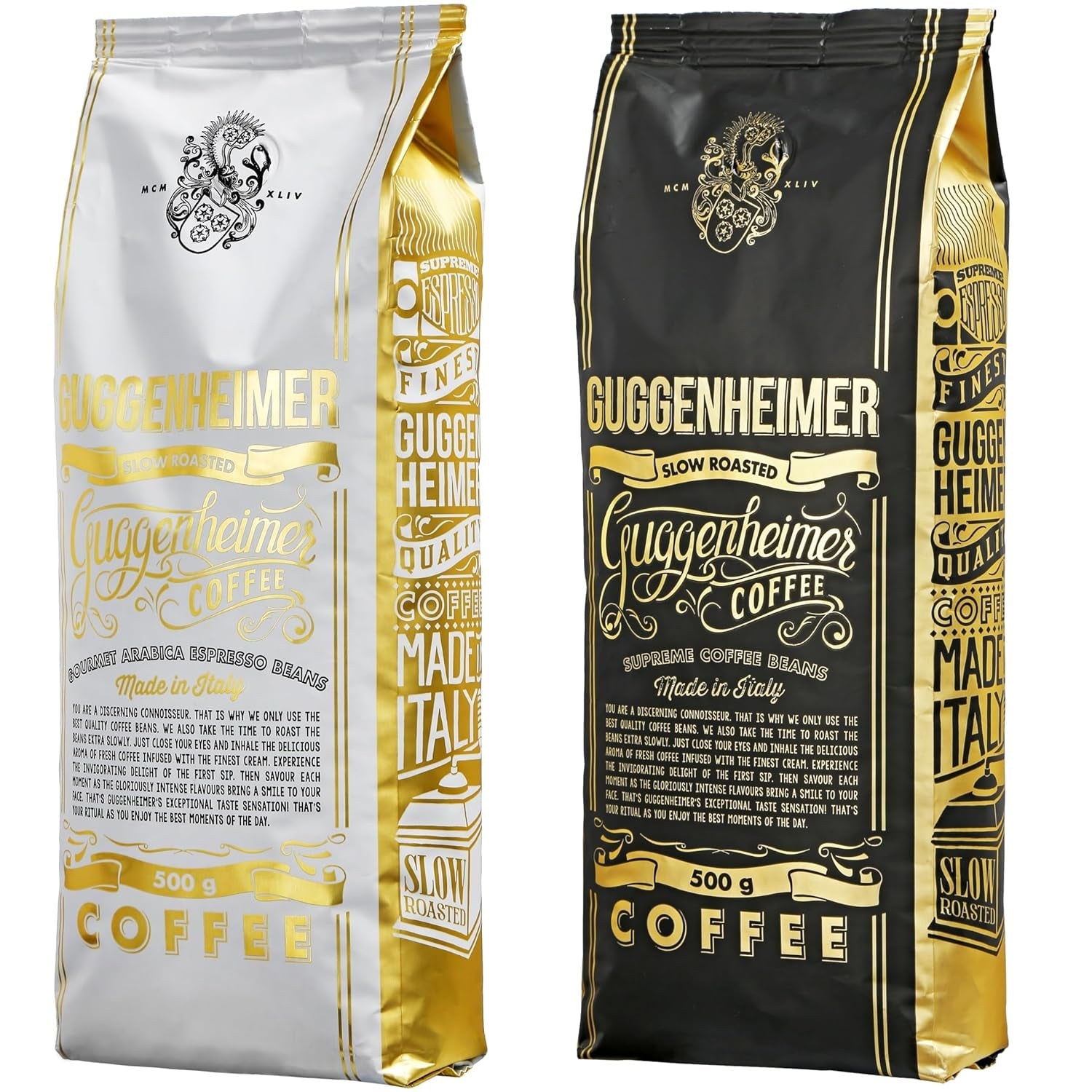 | Probierpaket Kaffeebohnen 1 kg | Supreme 500g und Gourmet Arabica 500g | Niedriger Säuregehalt | Feine Sahne | Der beste Espresso für Vollautomaten | Kaffee-Probierset