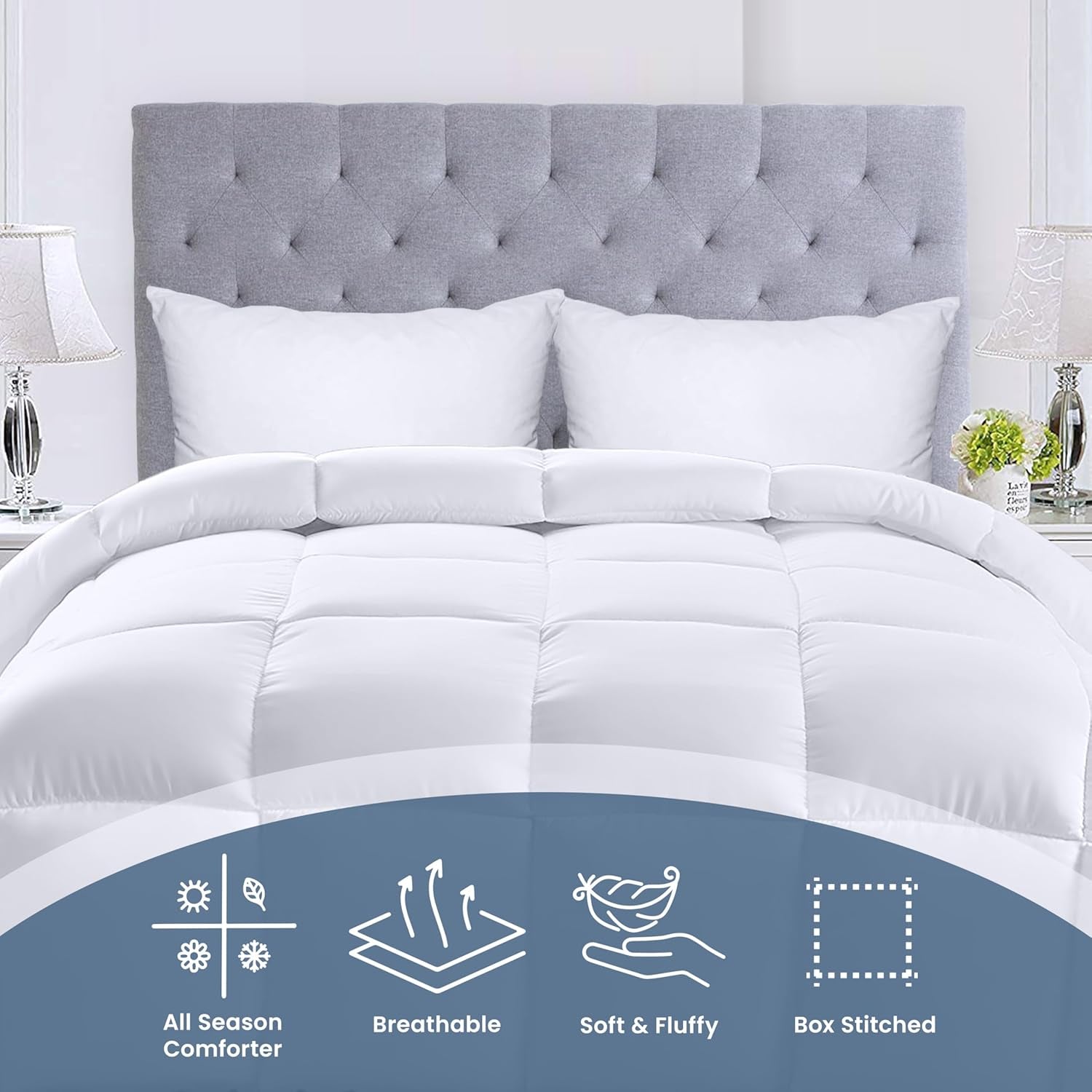 Utopia Bettwäsche FBA_B01JPECQF8 Doppelsteppdecke, weiß, Polyester, Twin Steppdecken und Steppdecken Naty Shop