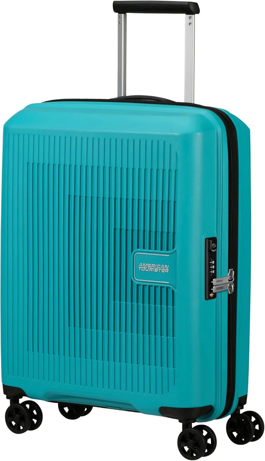American Tourister Aerostep - Spinner L, erweiterbarer Koffer, 77 cm, 101,5/109 L, Orange (Leuchtorange) Gepäck- und Reiseausrüstung Naty Shop Türkis (Ton Türkis) S (55 cm - 36/40 L)