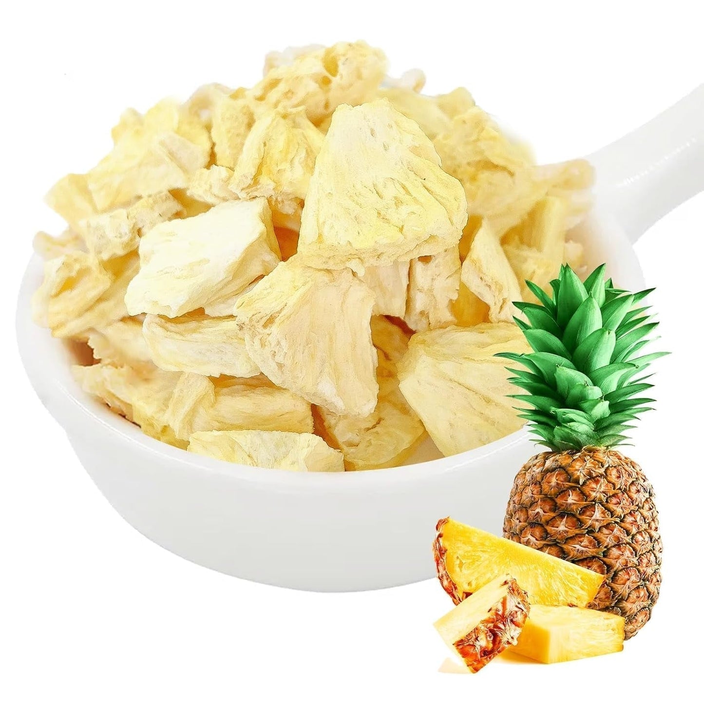 Gefriergetrocknete Ananas 250g, große Stücke, gefriergetrocknete Früchte in Scheiben, ungesüßt, fruchtige Ananasstücke, getrocknete Ananas Dehydrierte Produkte Naty Shop