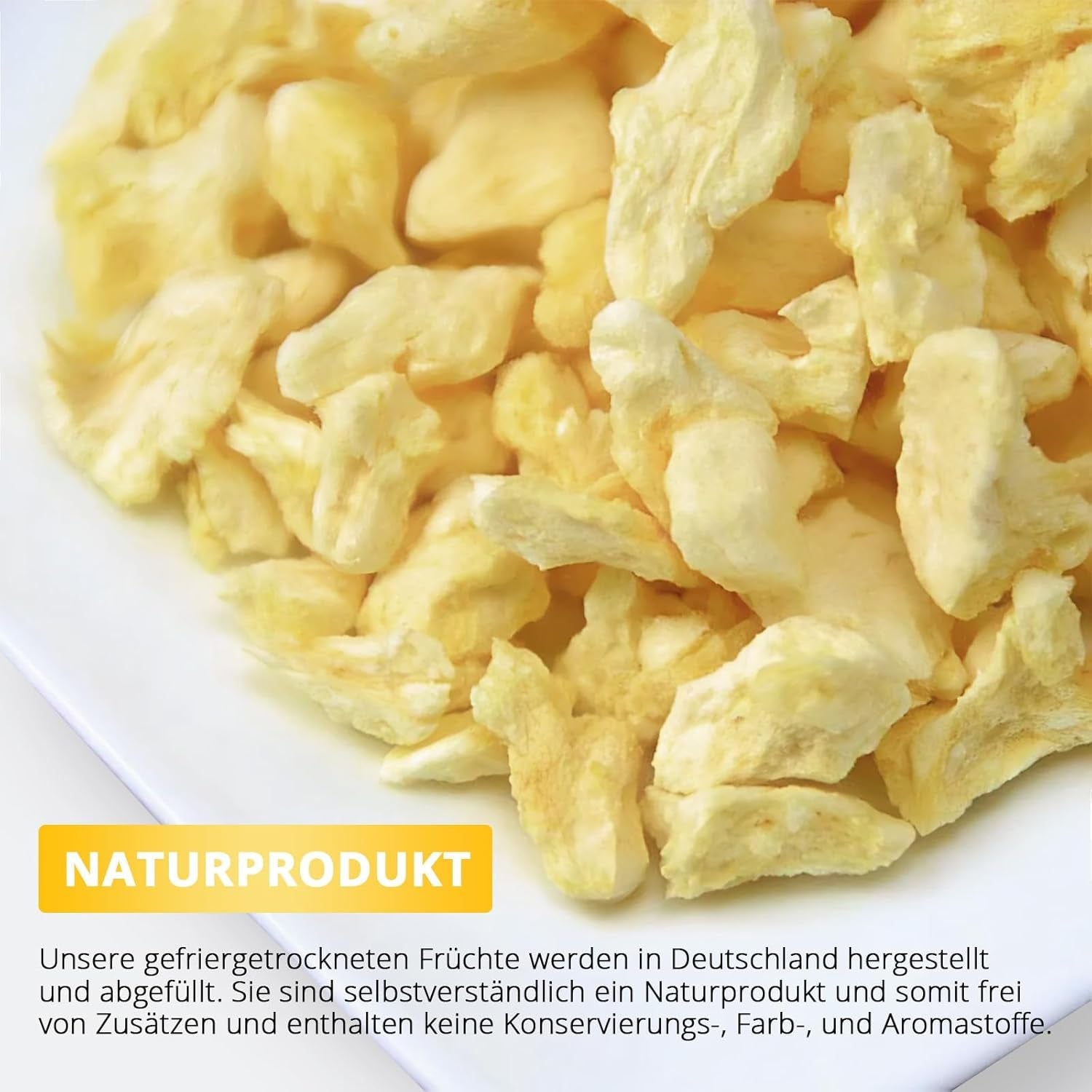 Gefriergetrocknete Ananas 250g, große Stücke, gefriergetrocknete Früchte in Scheiben, ungesüßt, fruchtige Ananasstücke, getrocknete Ananas Dehydrierte Produkte Naty Shop
