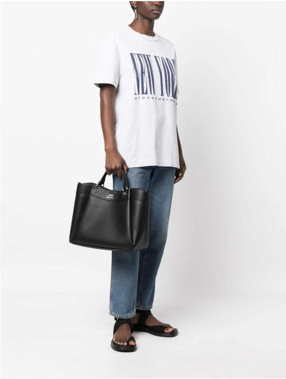 Armani Exchange Essential für Damen, Wave, Silber bedrucktes Logo Shopping L Taschen Damen Naty Shop