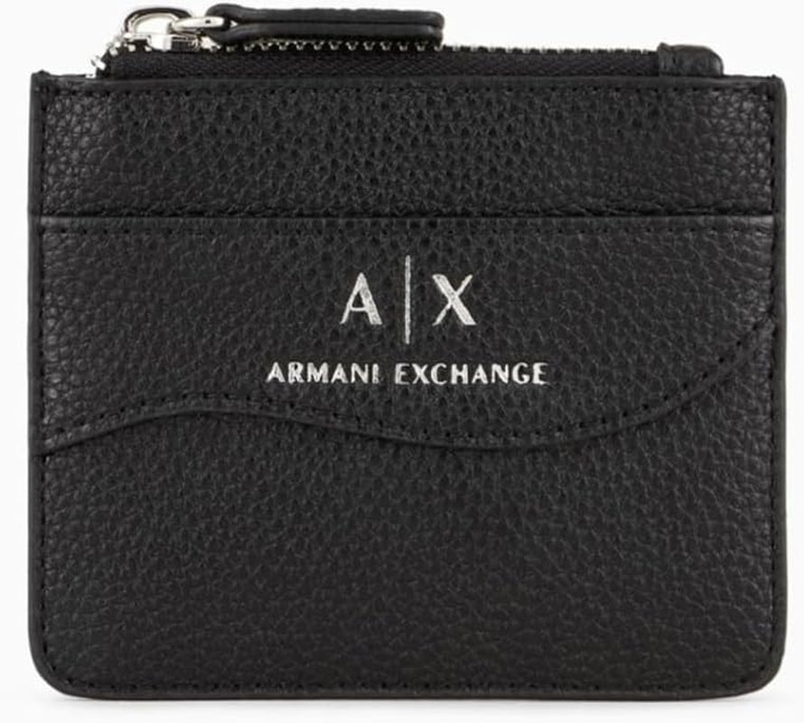 Armani Exchange Kleiner Damen-Kreditgürtel mit Schnappverschluss, Reisezubehör, Umschlag, Kartenhalter, schwarze Geldbörse, Damen-Geldbörse Naty Shop, Schwarz, Einheitsgröße
