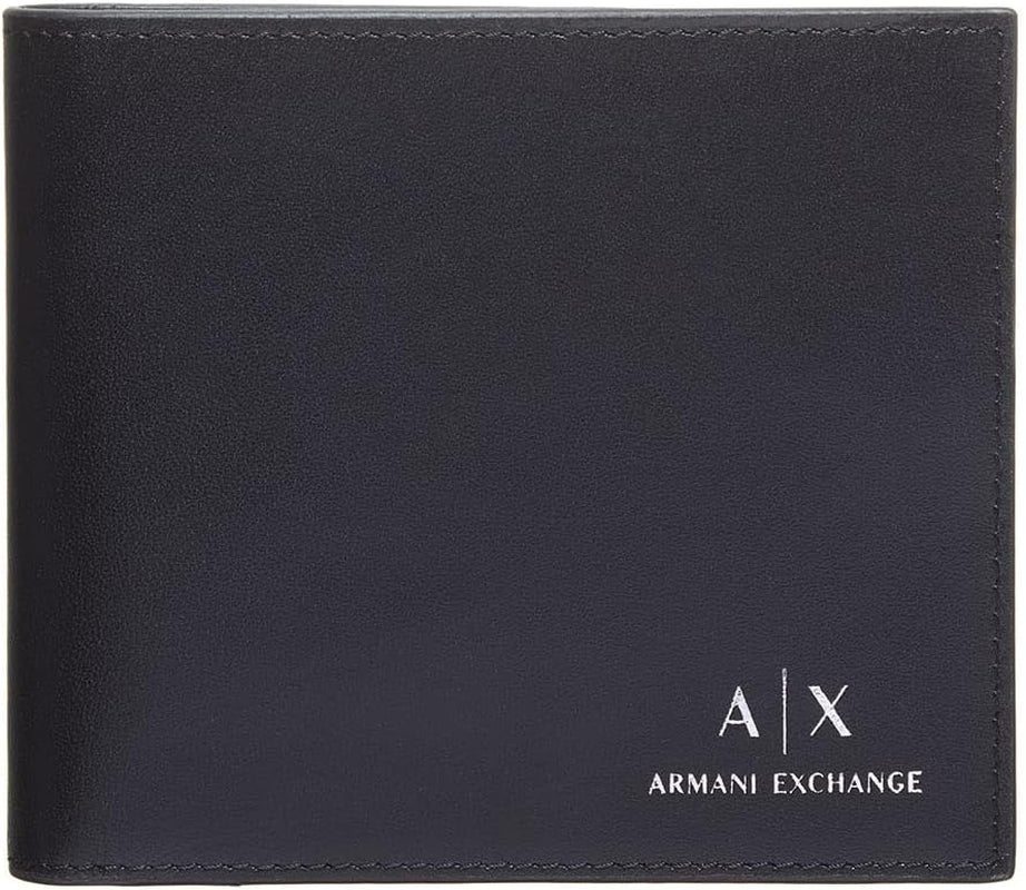 Armani Exchange Herren Essential Plain Leather, 2 Pezzi Gift Set Wallet&Keychain, Portofel Barbati Naty Shop Standardtitel