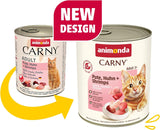 Animonda Carny Nassfutter für Katzen Truthahn + Huhn + Garnelen (6 x 800 g), getreidefreies, zuckerfreies Nassfutter mit frischen Fleischzutaten