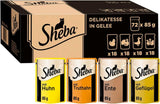 SHEBA Nassfutter für Katzen – 72 Beutel x 85 g – Geflügelsorte in Gelee – Nassfutter für Katzen – 1 große Packung