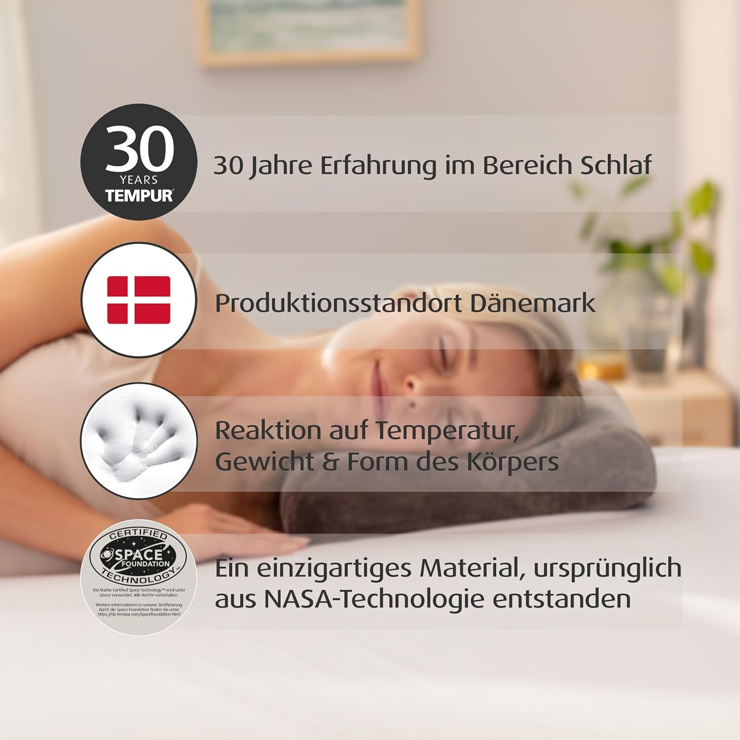 TEMPUR Memory Foam Reisekissen, ergonomisches Nackenkissen, inklusive Tragetasche, anthrazit, Maße 25 x 31 x 10/7 cm