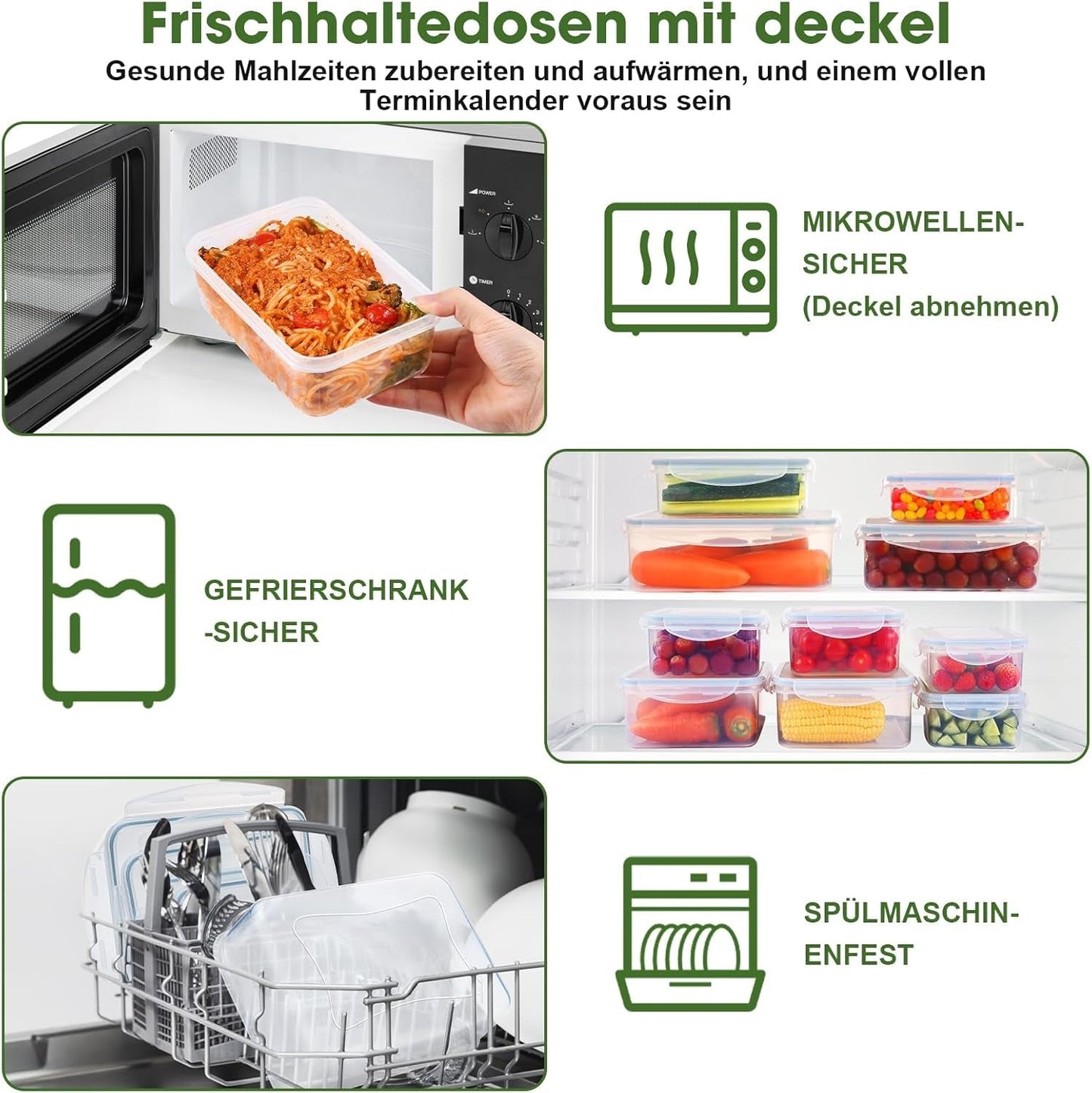 YASHE Frischhaltedose mit Deckel, 12-teiliges Vorratsdosen-Set aus Kunststoff, BPA-frei, 100 % auslaufsicher, stapelbar, transparente Frischhaltedosen Naty Shop