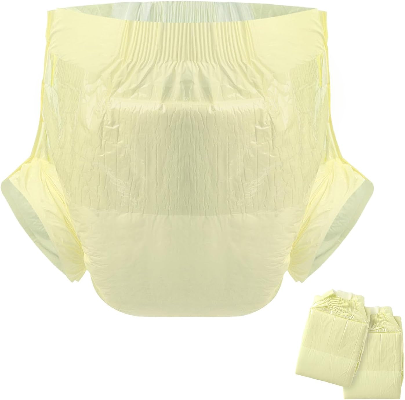 CutiePlusU Windeln für Erwachsene, trockene Oberfläche, maximale Saugfähigkeit über Nacht, Einweg-Inkontinenzwindel – Blau, 2er-Pack (Mittel 71–96 cm)