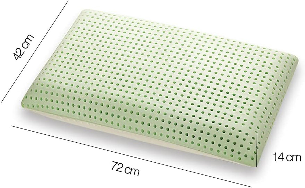 Orthopädisches Nackenstützkissen – Bio-Aloe – viskoelastisches Aloe Vera-Kissen, 14 cm hoch, Bezug aus 100 % Baumwolle, Visco-Kissen – Memory-Schaum-Kissen – hergestellt in Italien. Naty Shop Standard-Kissen