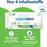 WaterWipes Sensitive+ Hydrating Boost Feuchttücher, feuchtigkeitsspendende Tücher, 720 Stück (12er-Pack), 3-in-1-Reinigung, Pflege, Feuchtigkeit, 99 % Aloe-Vera-Wasser, parfümfreie Babytücher