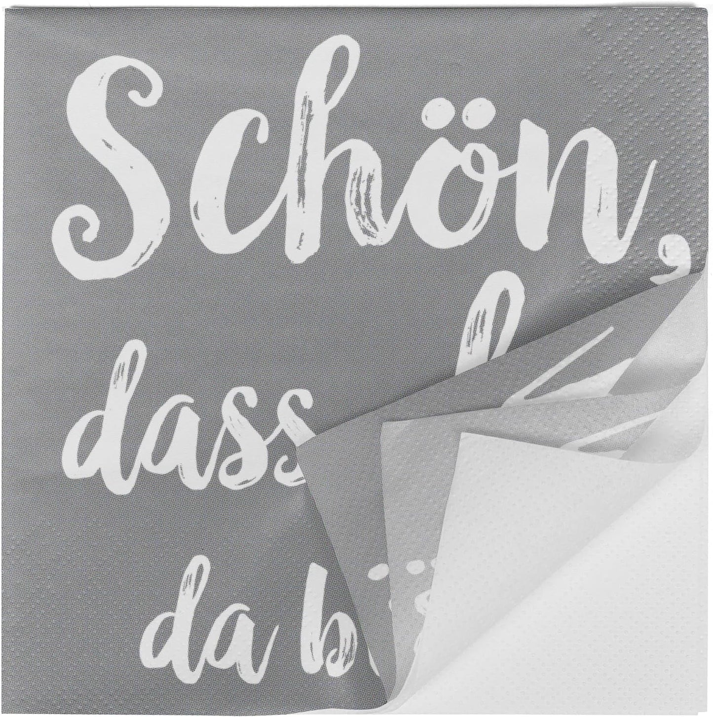 HEKU Cocktailservietten „Schön Dass Du Da Bist“, 3-lagig, 25X25Cm, 150 Stück I Elegantes Design I Ideal für Feiern I Praktisch verpackt