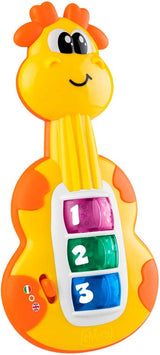 Chicco Giraffengitarre, Babyrassel, lustiges Klavier, Babyspielzeug, 3 Tasten, 12 Lieder, elektronisches Musikspielzeug, ideal für 6 Monate alte Babys, Gelb, Naty Shop Toys, Standardtitel