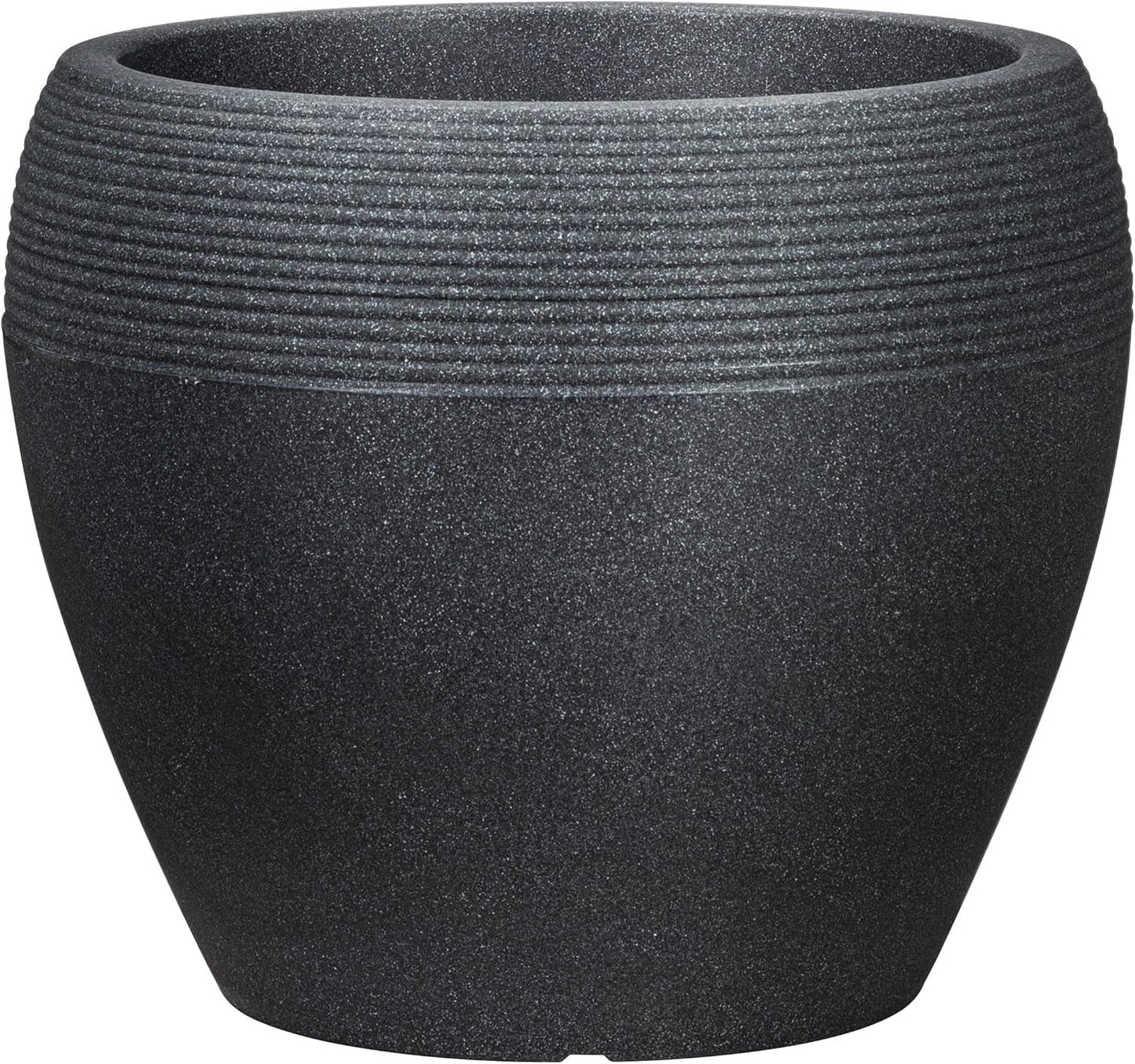Scheurich Lineo, Pflanzgefäß aus Kunststoff, schwarzer Granit, Durchmesser 30 cm, Höhe 24,1 cm, Volumen 11 l.