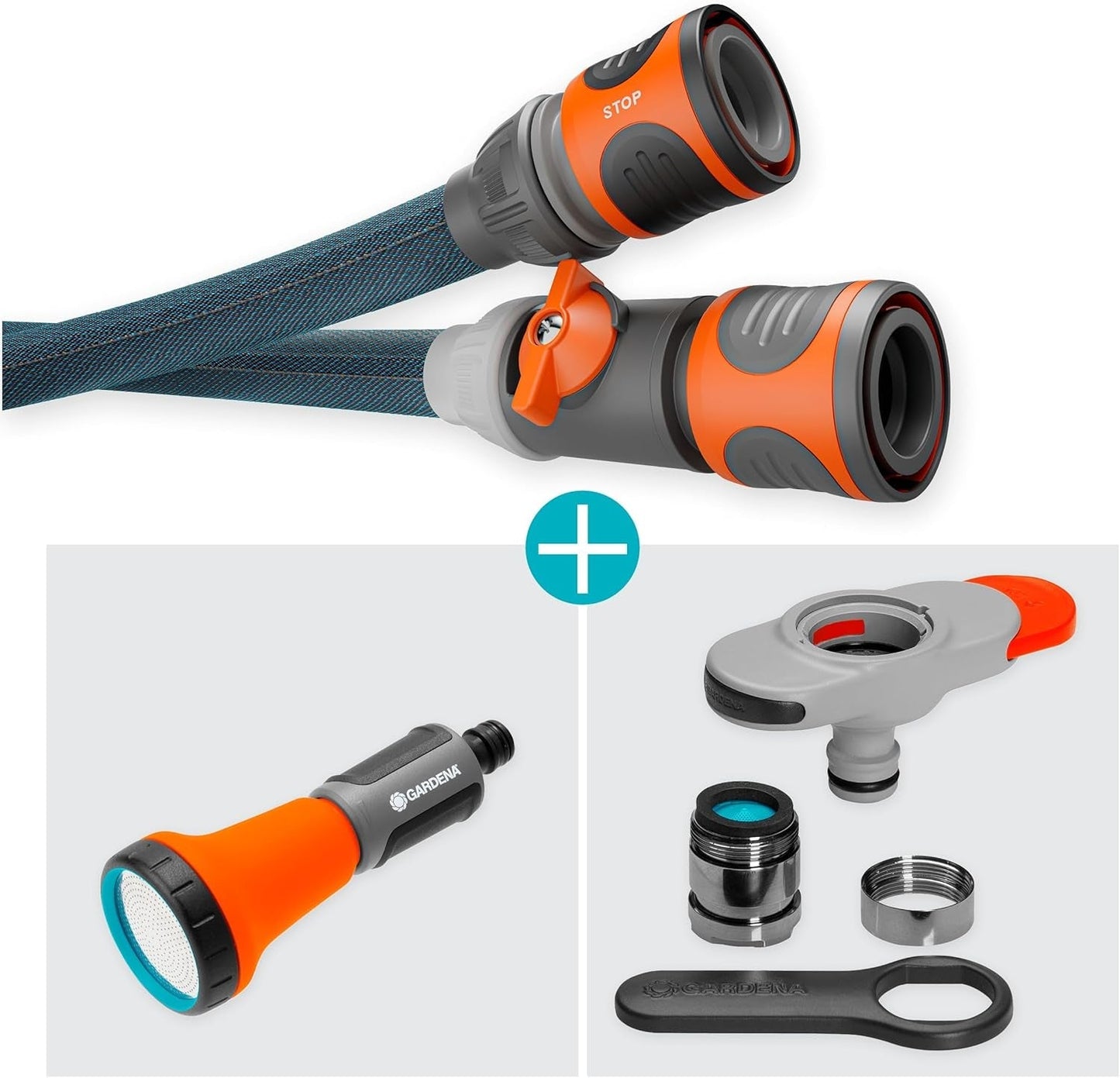 Textilschlauch Gardena Liano Xtreme 1/2", Set 10 Meter + Indoor-Adapter