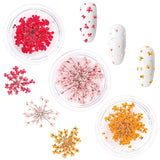 Nail Art Flowers Set Dekoration - Gelnägel Zubehör 3 Farben(Orange,Blassrosa,Rose),Nail Art Aufkleber Trockene Blumen Kit Getrocknete Blumen Zubehör Set DIY Nageldekoration