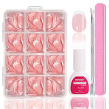 Ballerina-Kunstnägel-Set – 240-teiliges zartes Flieder-Rosa-Kunstnägel-Set, vollflächiger Kleber auf Kunstnägeln, Set mit künstlichen Nagelspitzen für Maniküre und Nagelkunst für Frauen und Mädchen (Lavendelrosa)