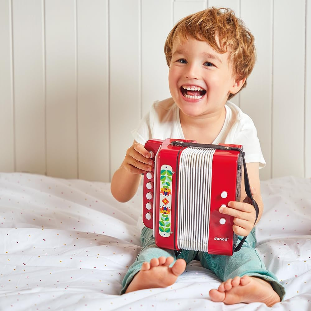 Janod - Akkordeon Gioia - Musikinstrument für Kinder - Rollenspiele und musikalische Früherziehung - Mit Riemen - Ab 3 Jahren, J07654 Jucarii Bebe Naty Shop