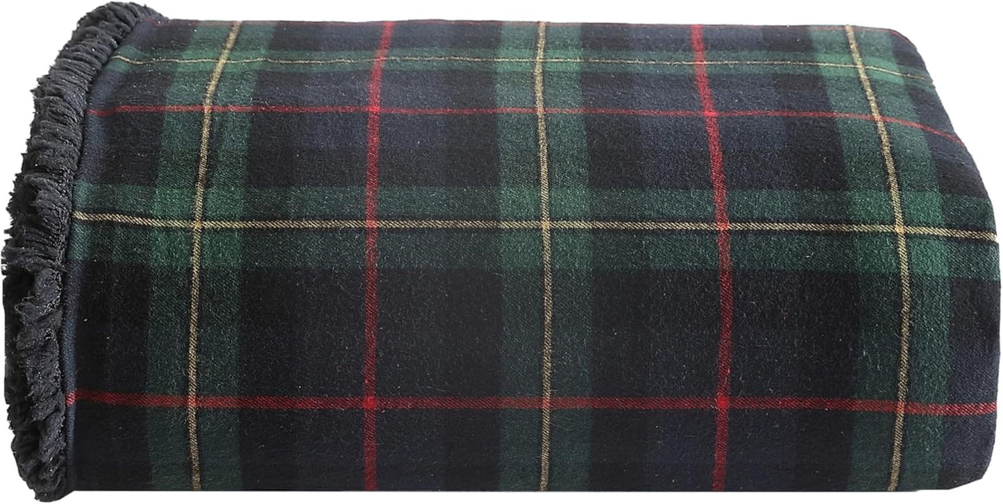 Eddie Bauer Decke, Baumwollflanell, Heimdekoration, wendbar, Sherpa-Bettwäsche, Kiefern-Plaid, Überwurf, Steppdecken und Steppdecken, Naty Shop Überwurf aus Kiefern-Schottenmuster, Rot/Grün/Anthrazit
