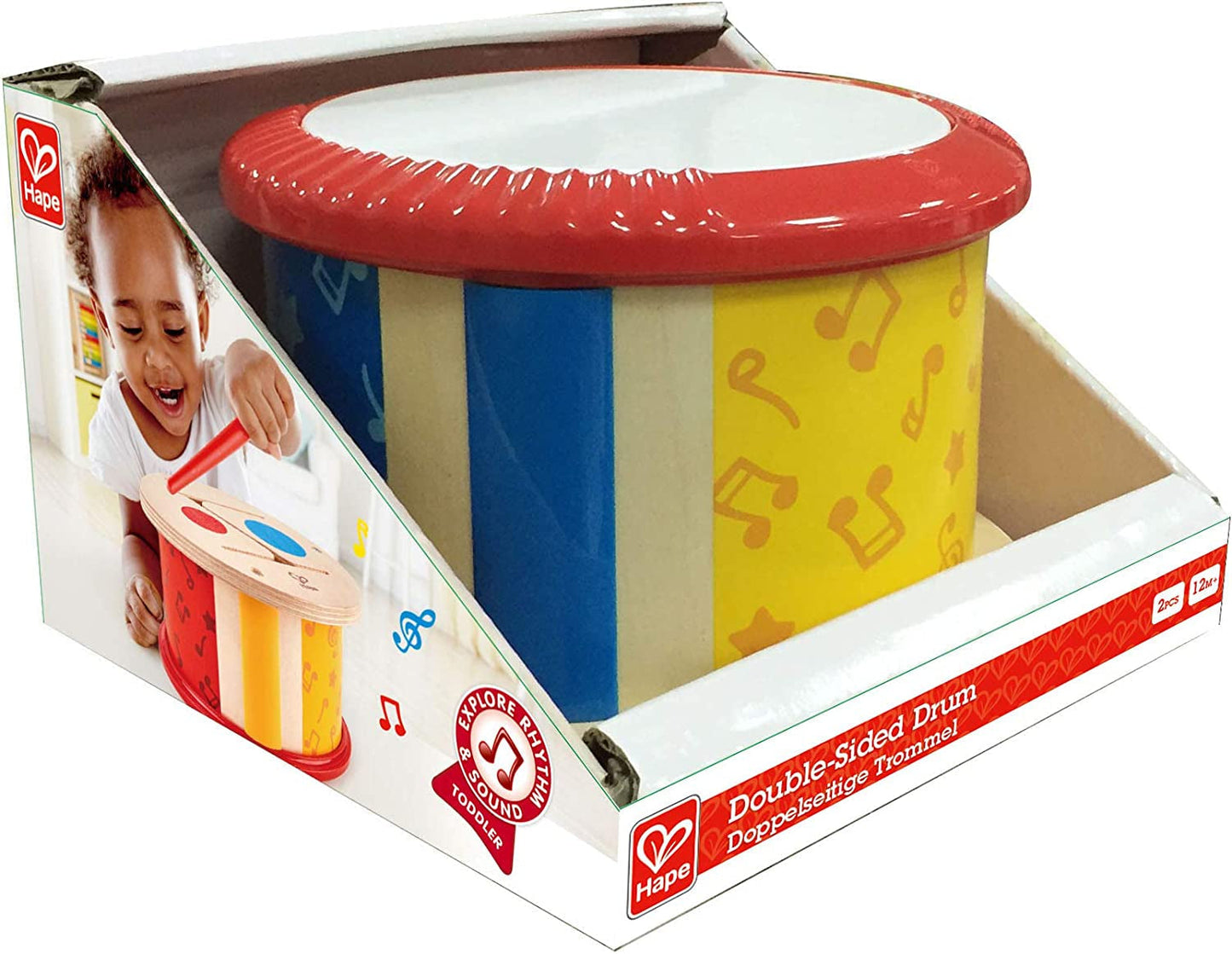 Hape doppelseitige Holztrommel | Musikspielzeug für Kleinkinder Jucarii Bebe Naty Shop