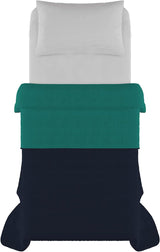 Italienische Bettwäsche Estivo Einzelbett, Leinen, Aqua, 170 x 270 cm Bettdecken und Steppdecken Naty Shop