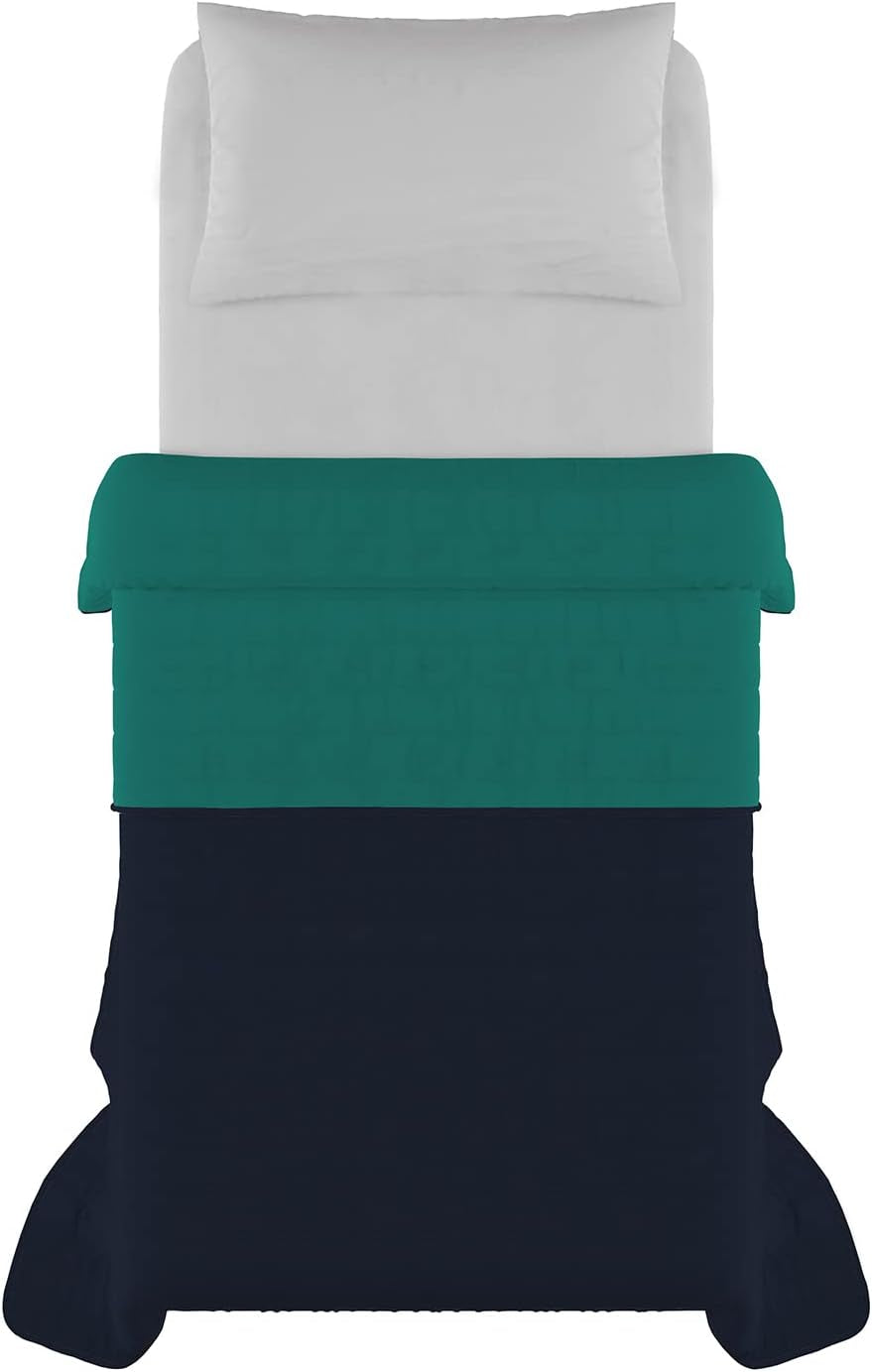Italienische Bettwäsche Estivo Einzelbett, Leinen, Aqua, 170 x 270 cm Bettdecken und Steppdecken Naty Shop