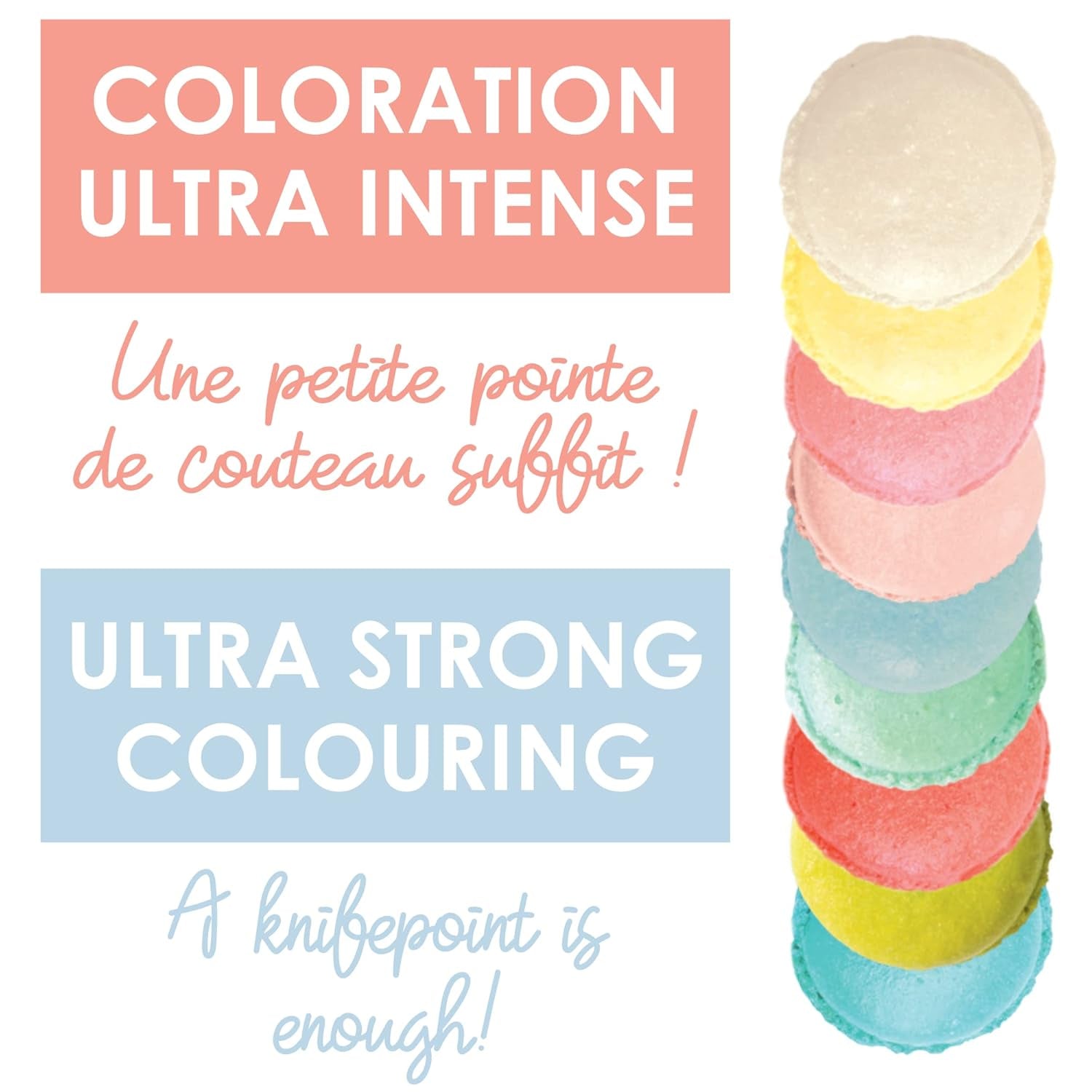 Scrapcooking – Set mit 9 pastellfarbenen Lebensmittelfarben – Blau, Gelb, Koralle, Rosa, Türkis, Limettengrün, Weiß, Aquagrün, Puderrosa – Essbares Farbpulver für Kuchen, Muffins, Macarons – 4272