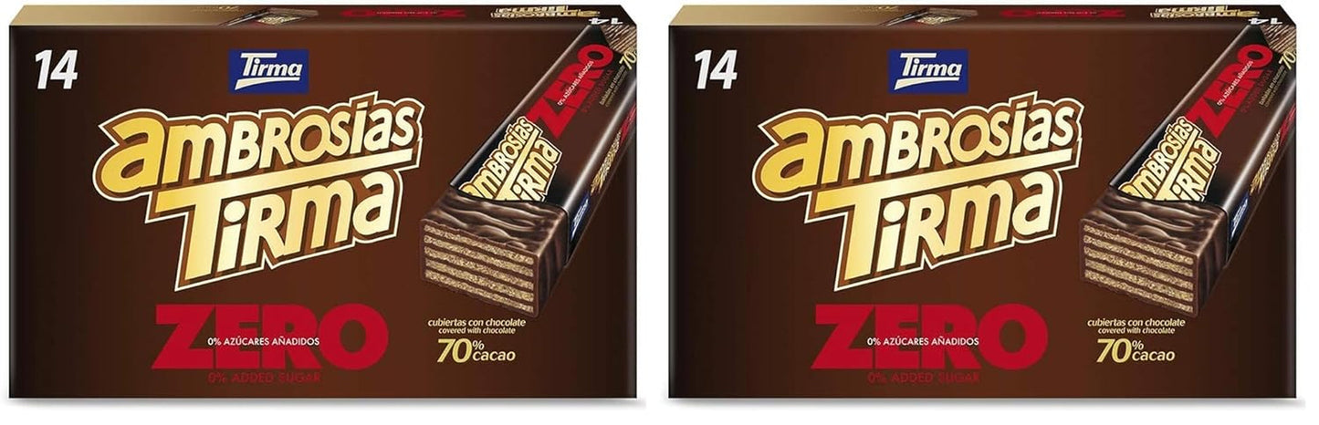 Waffeln mit dunkler Schokolade Tirma 70% Kakao | Ohne Zuckerzusatz | Geeignet für Keto-Diäten | Low Carb | Für Diabetiker Schokoladenwaffeln im Multipack | 3 Stück | 64,5 g