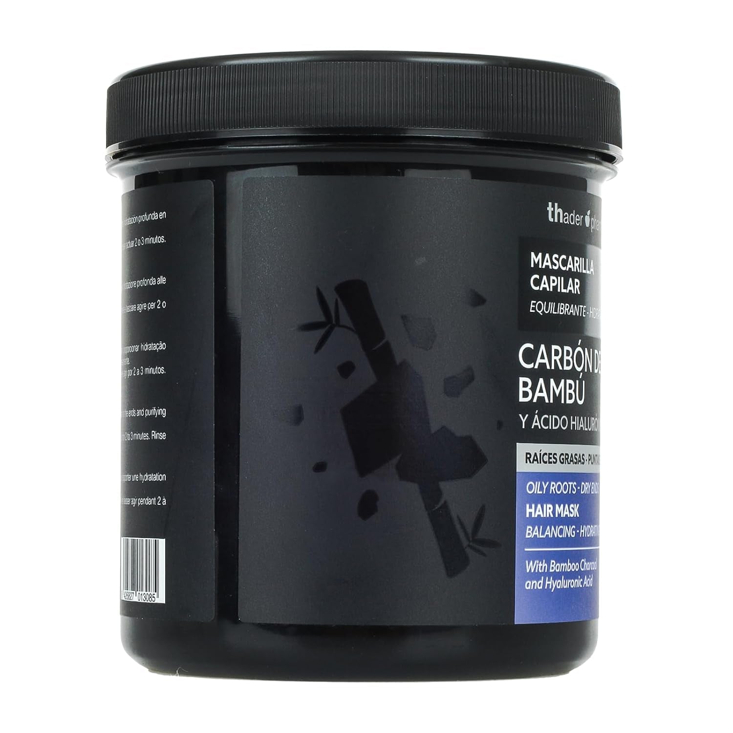 Thader Pharma Ausgleichende Haarmaske mit Bambuskohle und Hyaluronsäure – Ideal für fettige Wurzeln und trockene Spitzen, 700 ml Naty Shop Haarmaske