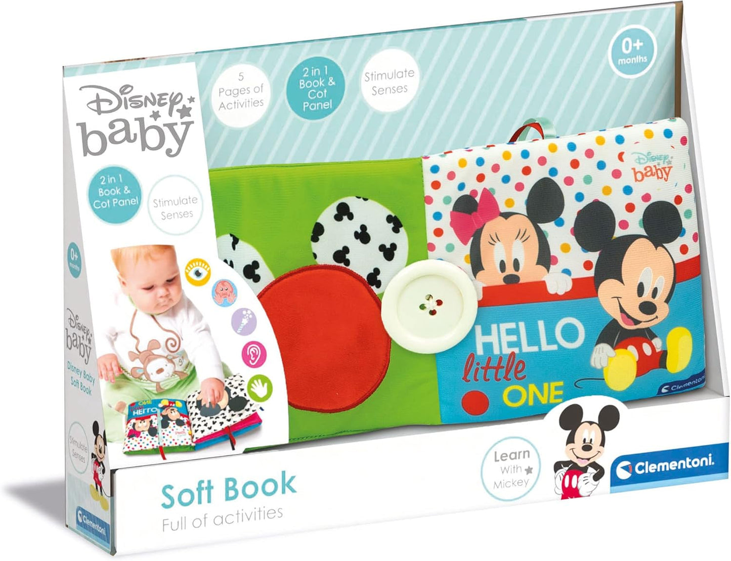 Clementoni 17721 Disney Baby – Stoffbuch, vielseitiges Baby-Reisespielzeug, knisterndes und quietschendes Bilderbuch für Neugeborene ab 0 Monaten. Babyspielzeug Naty Shop
