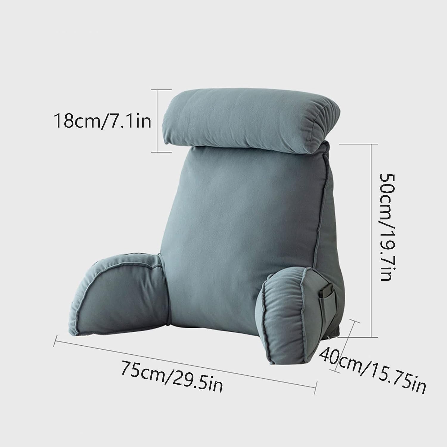 Lesekissen mit Armlehnen, Sofa-Rückenkissen, Bücherkissen fürs Bett, mit abnehmbarer Nackenrolle, Stuhlstützkissen zum Entspannen, Spielen, Lesen, Fernsehen