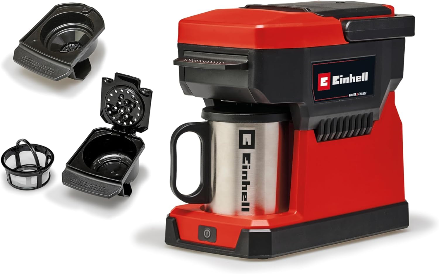 Akku-Espressomaschine Einhell TE-CF 18 Li-Solo Power X-Change (18 V, 240 ml Wassertank, für Filterkaffee und Kaffeekapseln, Tragegriff, inkl. Kaffeebecher mit Deckel, ohne Akku)
