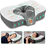 Elviros orthopädisches Memory-Schaum-Kissen, Nackenschmerzkissen, Schlafkissen, ergonomisches Nackenkissen, Nackenstützkissen, Anti-Schnarch-Kissen für Seitenschläfer, Bauchschläfer, weiße orthopädische Nackenkissen, Naty Shop, weiß, 60 x 38,6 x 9,9/13,5 cm