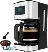 Espresso mit Filter Cecotec Coffee 66 Drop and Touch, Leistung 950 W, 1,5 l, 12 Tassen, Touchscreen, Glaskaraffe, 24-Stunden-Timer, 6 Schalter, wiederverwendbarer Netzfilter