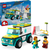 LEGO City Krankenwagen und Snowboarder, Krankenwagen-Spielset mit Spielzeugauto und 2 Minifiguren, Snowboarder- und Sanitäterfigur, fantasievolles Geschenk für Jungen und Mädchen ab 4 Jahren 60403 Bausätze Besuche den LEGO-Store Standardtitel